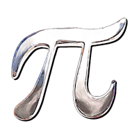 a silver pi symbol on a black background